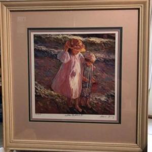 Photo of Irene Borg's Little Brother-II Signed & Numbered Lithograph 154/800 Framed 20.5"