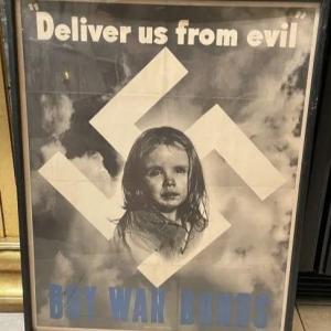 Photo of BUY WAR BONDS 22x28 WWII War Woster 1943 Nadeau, Sad Girl in Nazi Swastika, Ultr
