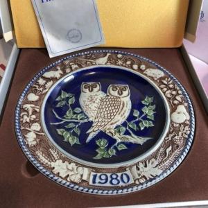 Photo of Vintage German 1980 Goebel Annual Stoneware Plate First Edition Owls Bavarian Fo
