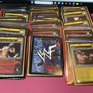 Photo of Lot of 135 Holdered WWF Wrestling Cards Preowned from an Estate.
