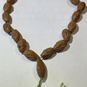 Photo of Vintage Hand Carved Chinese Figures Olive Nut Prayer Bead Necklace With 20 Beads