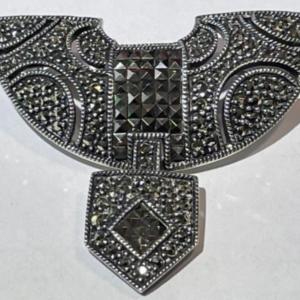 Photo of Vintage Judith Jack Art Deco Sterling Silver Marcasite Pin/Brooch in Excellent P