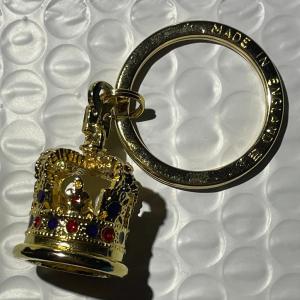 Photo of Haskins England Jeweled Coronation Crown Sculpted Gold-tone Metal Keychain Made 