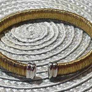 Photo of Italian Designer JCM Designer Wire Wrapped Flexible Sterling Silver Cuff Bracele