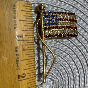 Photo of Vintage Fashion U.S. Flag Pin/Brooch 2"+ Tall in VG Preowned Condition as Pictur