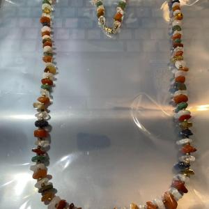 Photo of Vintage 34/35" Agate/Quartz Bright Color Chip Bead Necklace in Good Preowned Con