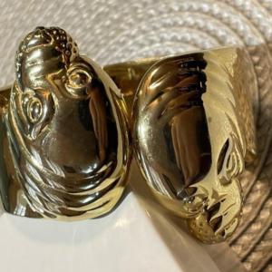 Photo of Ladies Hinged Gold-tone Color Sea Lion Fashion Spring Loaded Cuff Bracelet 1"-1.