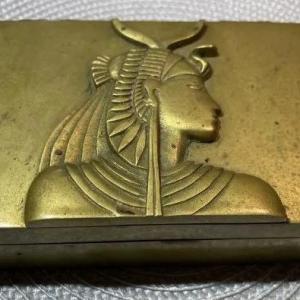 Photo of Vintage/Antique Egyptian Women Solid Brass Hinged Trinket Box 6" x 4" x 1.5" in 