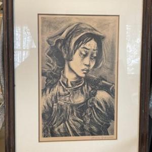 Photo of Scarce Original Hand Signed Lithograph by Marion Greenwood Frame Size 15.5" x 19