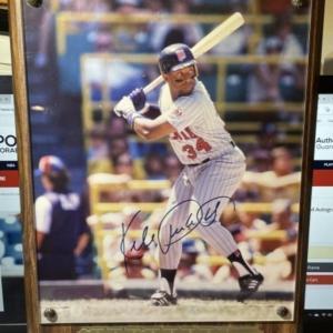Photo of Kirby Puckett Twins Rare Signed Autographed 8x10 Photo in a Nice Wooden Presenta