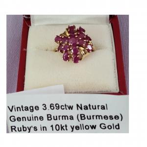 Photo of Vintage Burma Ruby's in 10kt Gold Ring