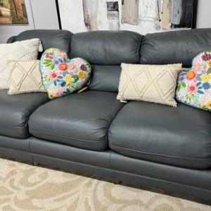 Photo of Really Nice Gray Leather Custom Couch