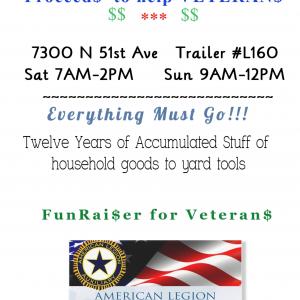 Photo of Big Moving Sale. Proceeds for VETERANS