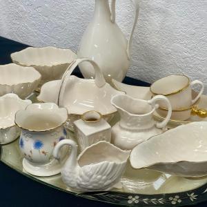 Photo of Vintage Lenox Serving Dishes, creamer, small vases, basket 12 Pc Set in this lot