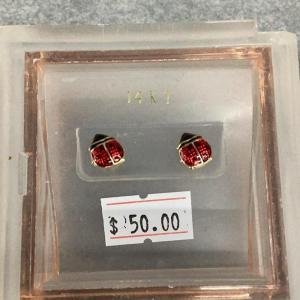 Photo of 14kt gold Lady Bugs Earrings