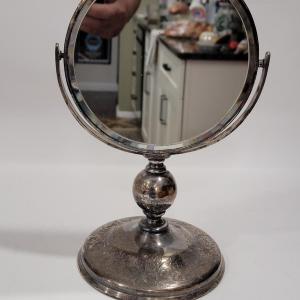 Photo of Antique Victorian Derby Silver co. chased / etched vanity mirror stand