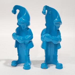Photo of 1970s Blue Elf Cast Iron Candle Huggers