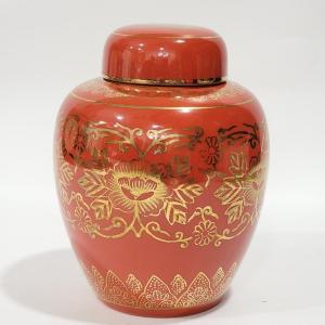 Photo of Vintage LJ ginger jar, orange and gold