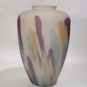 Photo of Huge Nouveau Art Glass vase. Handpainted by Reuven