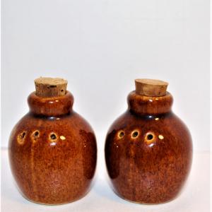 Photo of Vintage Tiny Brown Jugs with Handles and Corks 2"