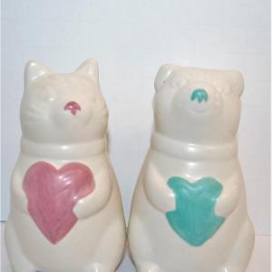 Photo of Pink Heart Kitten & Blue Heart Puppy Set 3 3/4"
