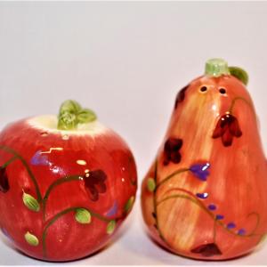 Photo of Pear & Apple Set with Vines and Flowers in Reds 3"