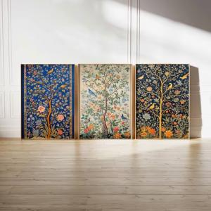 Photo of Indian Floral Set of 3 Prints, Indian Decor, Floral Wall Art