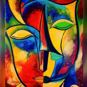 Photo of Intimacy modern contemporary abstract style art painting