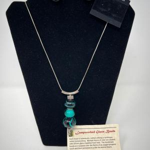 Photo of 22” Sterling Silver Chain & Lamplight Beads Necklace & Earrings