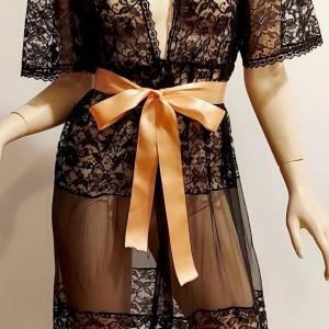 Photo of Vtg 60s Layering Robe/Dress Maxi lace with Sash