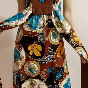 Photo of vtg 1970s RARE Geometric Abstract Maxi dress w/Wings