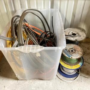 Photo of LOT 108: Cable / Insulated Wire Lot - Tote and Spools
