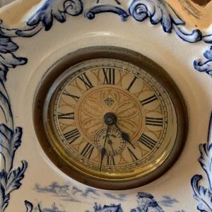 Photo of Ansonia Flow Blue Pattern Porcelain Mantle Clock