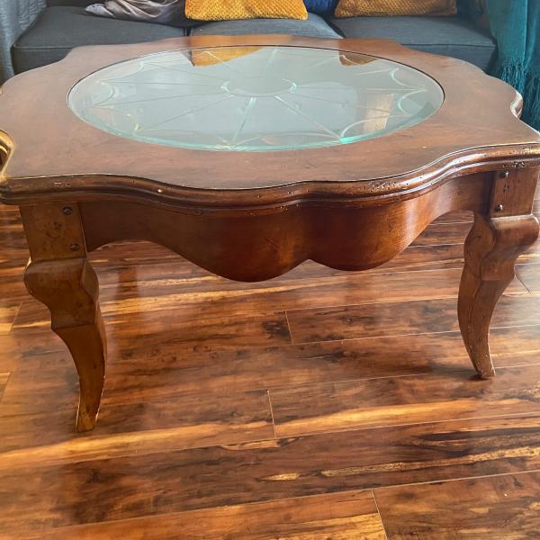 Photo of Vintage Solid Wood Round Coffee Table