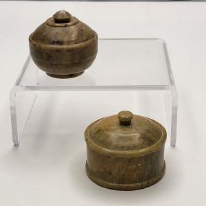 Photo of Two Mini Alabaster Stone Trinket Boxes
