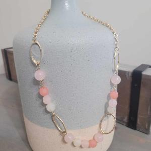 Photo of Costume Jewelry - Lovely Pink, White, And Silver Necklace