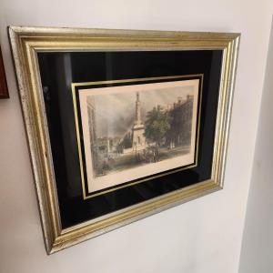 Photo of Two Framed Engravings Battle Monument Baltimore View of Baltimore