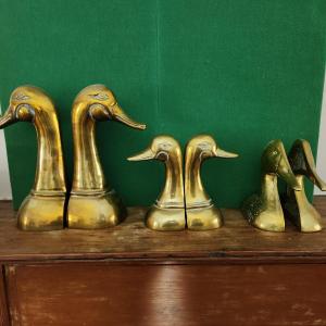Photo of 3 Sets of Heavy Brass Duck Bookends