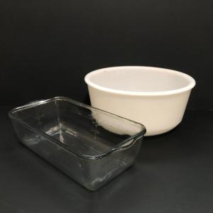 Photo of LOT 61U: Vintage Kitchen Glass - Milk Glass Mixing Bowl & Fireking Blue Tint Ref