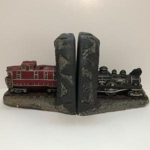 Photo of LOT 59U: Vintage marked 1953 Ann's Originals Figurines Inc Train Bookends