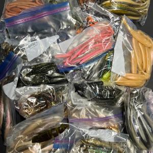Photo of LOT 134B: Big Lot of Opened Rubber Worms / Soft Plastic Fishing Baits