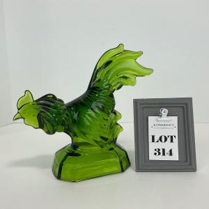 Photo of -314- LE SMITH | Green Glass Rooster Figure