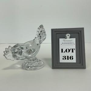 Photo of -316- VIKING | Clear Glass Rooster Paperweight Figure