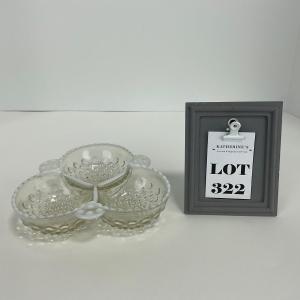 Photo of -322- GLASSWARE | Anchor Hocking Opalescent Divided Three Dish