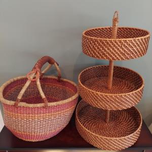 Photo of Handwoven Basket and Wicker Fruit Display (LR-BBL)