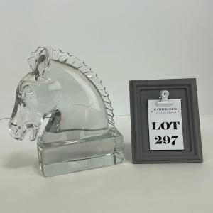 Photo of -297- HIESEY | Clear Glass Horse Head Bookend Figure