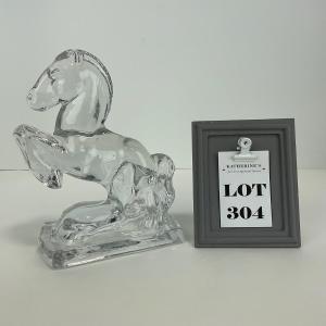 Photo of -304- FOSTORIA | Clear Glass Rearing Horse Bookend Figure