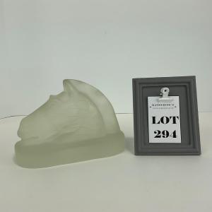 Photo of -294- COLLECTIBLE | Frosted Glass Horsehead Bookend