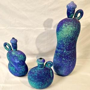 Photo of Set of Three Michael Sherrill Ceramic Bottles (L-JS)