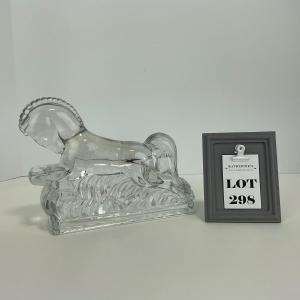 Photo of -298- LE SMITH | Clear Glass Running Stallion Bookend Figure